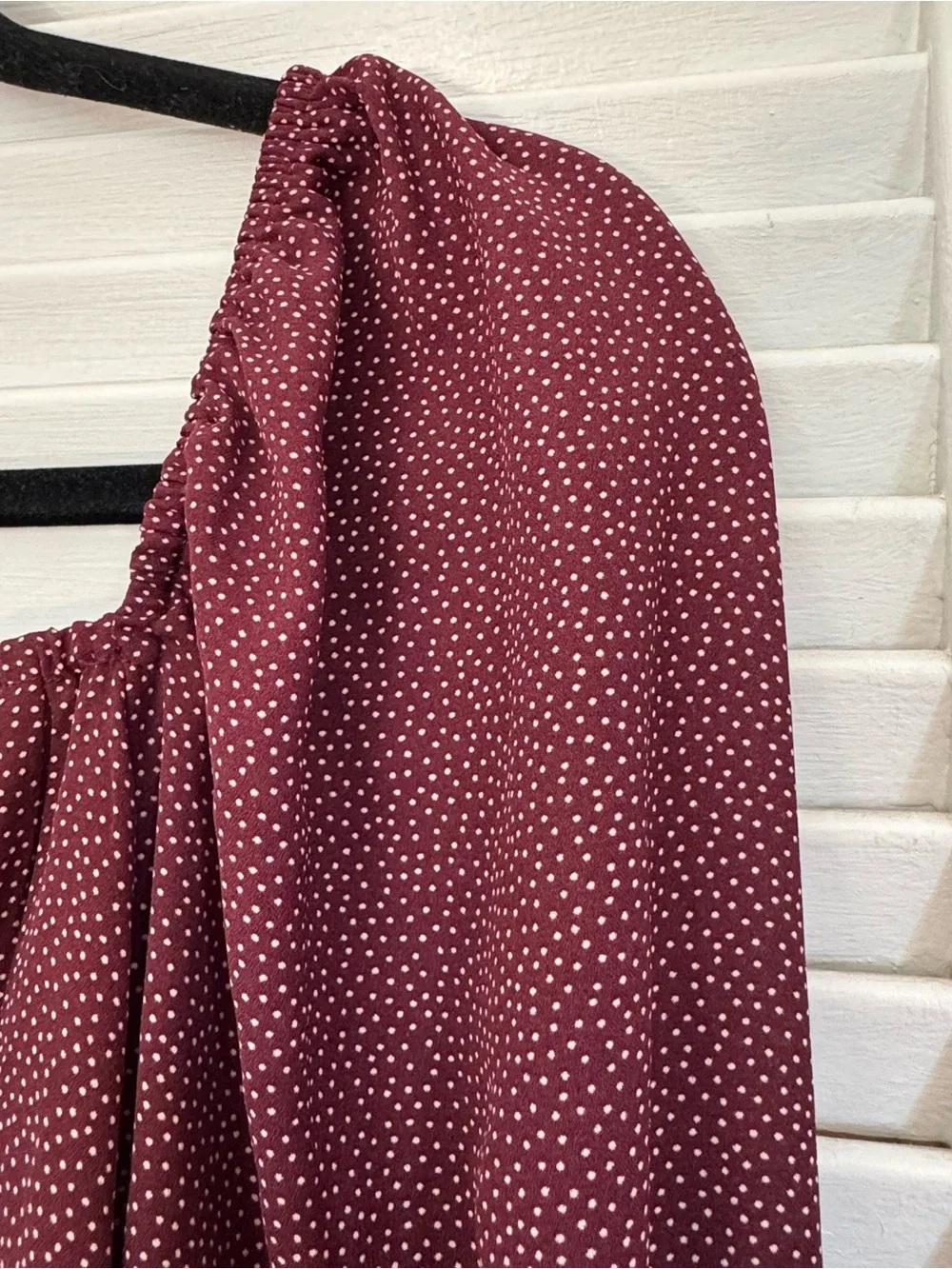 Abercrombie & Fitch Burgundy Square-Neck Puff Sleeve Blouse